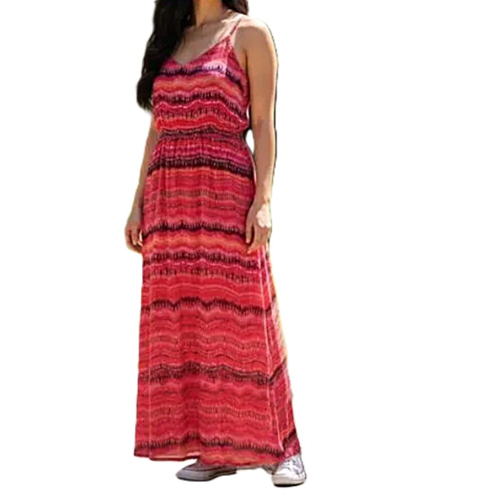 White house black market chiffon striped maxi dress size M
